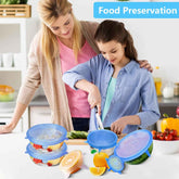 Silicone Stretch Lids – 12-Piece Reusable Food Covers with Storage Pouches
