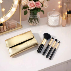 Makeup Brush Set – Portable 4-in-1 Kit with Storage Pouch