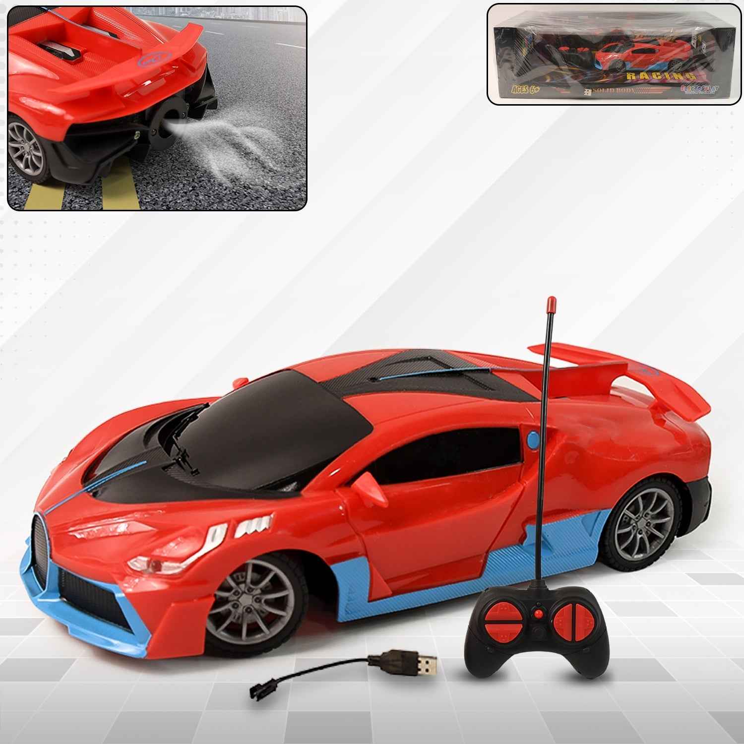 High-Speed RC Sports Car – Realistic Spray Exhaust Effect