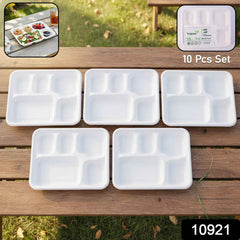 Compostable Bagasse Meal Tray – 5 Compartments, Eco-Friendly 10 Pcs