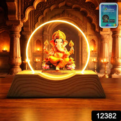 3D Lord Ganesha Acrylic LED Night Lamp – Warm Golden Glow