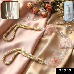 Floral Beaded Curtain Tieback – Elegant Butterfly Design