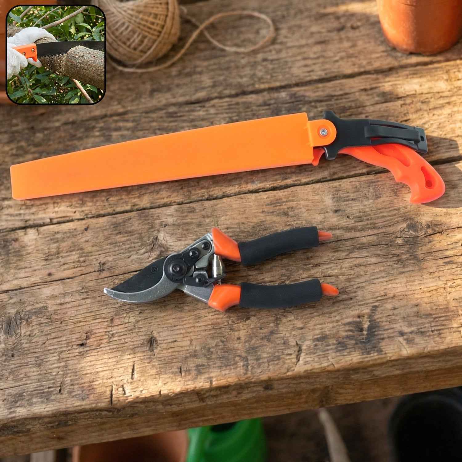 Garden Pruning Tool Combo – Heavy Duty Saw & Sharp Shears