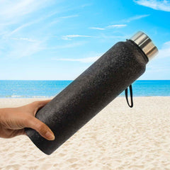 Sweat-proof black insulated stainless steel water bottle with no condensation