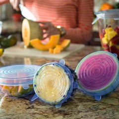 Silicone Stretch Lids – 12-Piece Reusable Food Covers with Storage Pouches