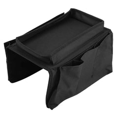 Sofa Armrest Organizer – Black Storage Caddy with Tray | Organivo