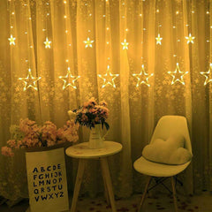 Star Curtain Lights – 12 LED Stars, 8 Flashing Modes | Indo Glow