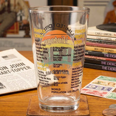 Printed Vintage Trivia Drinking Glass Ð Unique Novelty Gift