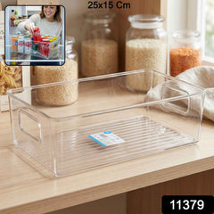 Plastic Storage Box Organizer with Handles Ð Clear & Space-saving
