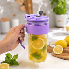 Glass Tumbler with Lid Ð Reusable, Stylish Cold Beverage Mug