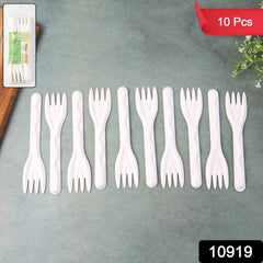 Compostable Bagasse Forks – Strong Eco-Friendly Disposable Cutlery 10-Pack