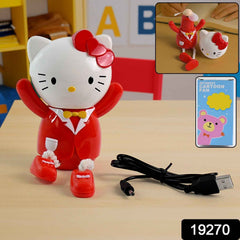 USB Cartoon Mini Table Fan – Removable Head Kitty Design