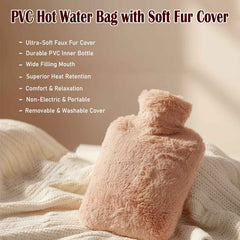 PVC Hot Water Bag – Soft Fur Cover for Pain Relief & Warmth