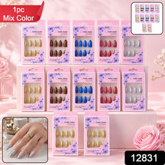 Glitter Press-On False Nails – Reusable Glossy Mix Designs
