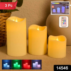 LED Flameless Candle Set – 3-Piece with Remote Control & Multicolor Light