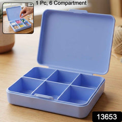 Pill Organizer Box Ð Compact 6-Compartment Daily Medicine Storage