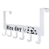 White over door hook hanger rack with 6 heavy-duty carbon steel hooks