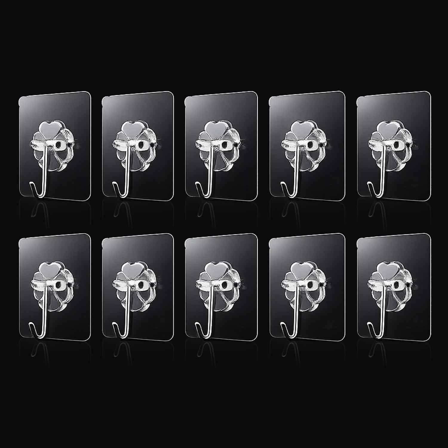 Strong Transparent Adhesive Wall Hooks Ð 10 Pc Set for Home & Kitchen