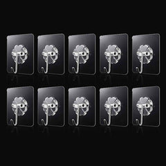 Strong Transparent Adhesive Wall Hooks Ð 10 Pc Set for Home & Kitchen