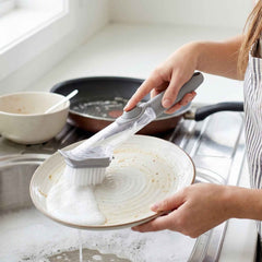 Refillable Soap Dispensing Dish Scrub Brush Ð Effortless & Hygienic Cleaning