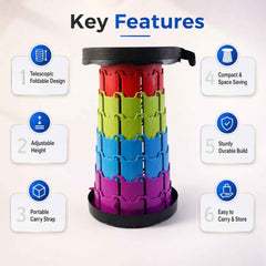 Telescopic Folding Stool Ð Portable, Adjustable Camping Seat