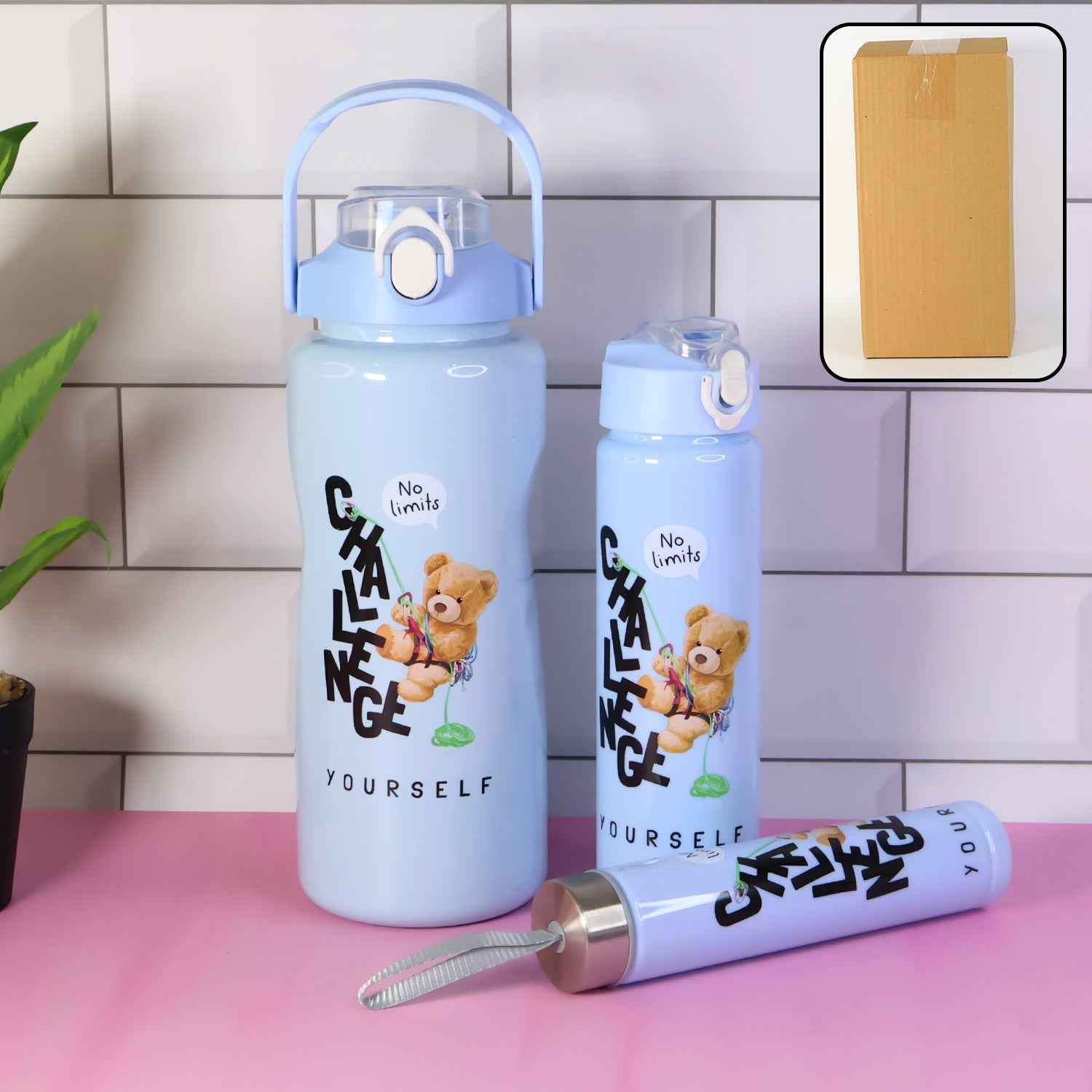 Premium Water Bottle Set – Leak-Proof 2000ML, 900ML & 300ML