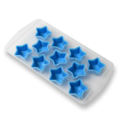 Single star-shaped ice cube mold made from vibrant blue silicone, ideal for creative drinks.