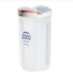 Lifestyle shot of the Organivo 4 section kitchen storage jar on a kitchen counter, ready for daily use.