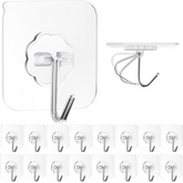 Transparent heavy duty adhesive wall hooks 10 piece set with flower design