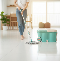 360 Spin Mop with Wheels – Microfiber, Auto-Fold Handle | Ganesh