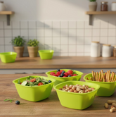 Square Plastic Bowl Set – Unbreakable & Food Safe (Pack of 4) | Jiaqi