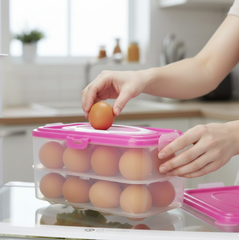 Egg Storage Box – Double Layer 24-Grid with Handle | Organivo
