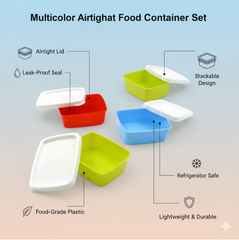 Airtight Food Containers – 3 Pc Multicolor Plastic Set | Tidy Table