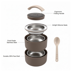 Stainless Steel Lunch Box – 2-Layer Leak-Proof for Office & School | Ganesh