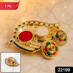 Kumkum Holder Ð Elegant Mango Shape with Twin Compartments for Puja