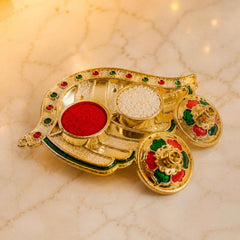 Kumkum Holder Ð Elegant Mango Shape with Twin Compartments for Puja