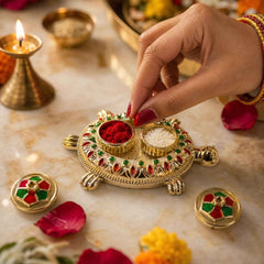 Kumkum Holder Ð Tortoise Shape for Puja & Rituals with Twin Compartments