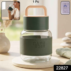 Glass Water Bottle Ð Stylish, Portable with Handle & Leather Sleeve