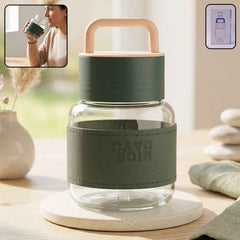 Glass Water Bottle Ð Stylish, Portable with Handle & Leather Sleeve