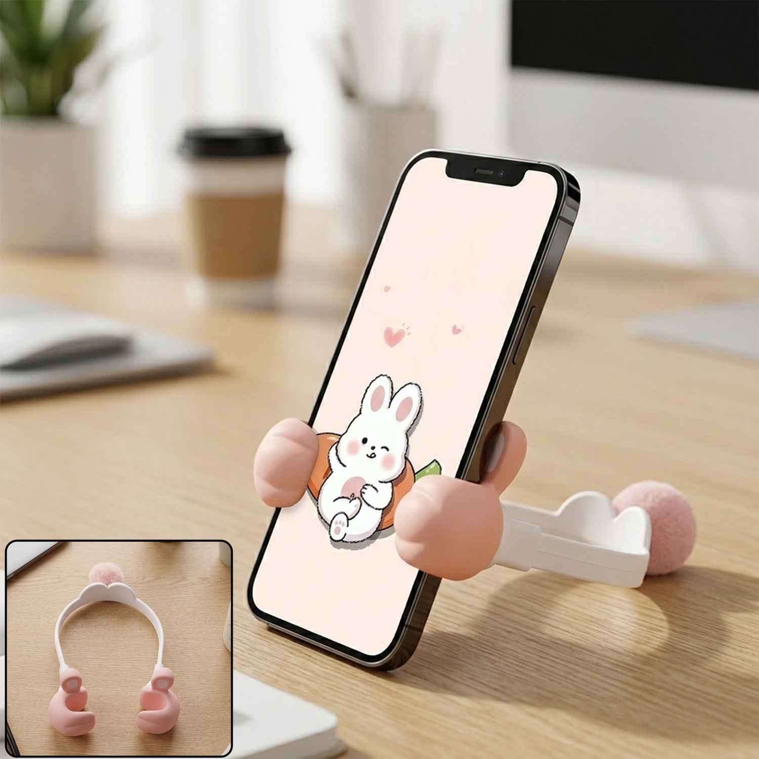 Flexible Bunny Phone Holder with Long Adjustable Neck Desktop Mobile Stand (1 Pc)