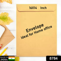 Stack of brown kraft envelopes with a pen and small note, ready for use.