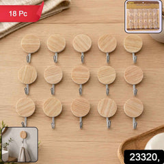 Self-Adhesive Wall Hooks Ð No Drill, Stylish Wooden Finish