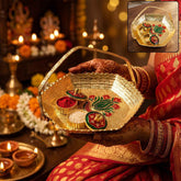 Golden Kumkum Kankavati Basket Ð Elegant Ritual Organizer