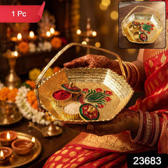 Golden Kumkum Kankavati Basket Ð Elegant Ritual Organizer