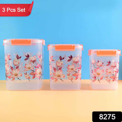 Airtight Food Storage Set – Square Floral Design, 3 Pcs