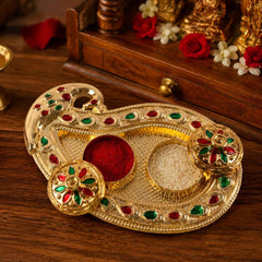 Golden Kumkum Kankavati Holder Ð Elegant Pooja Organiser