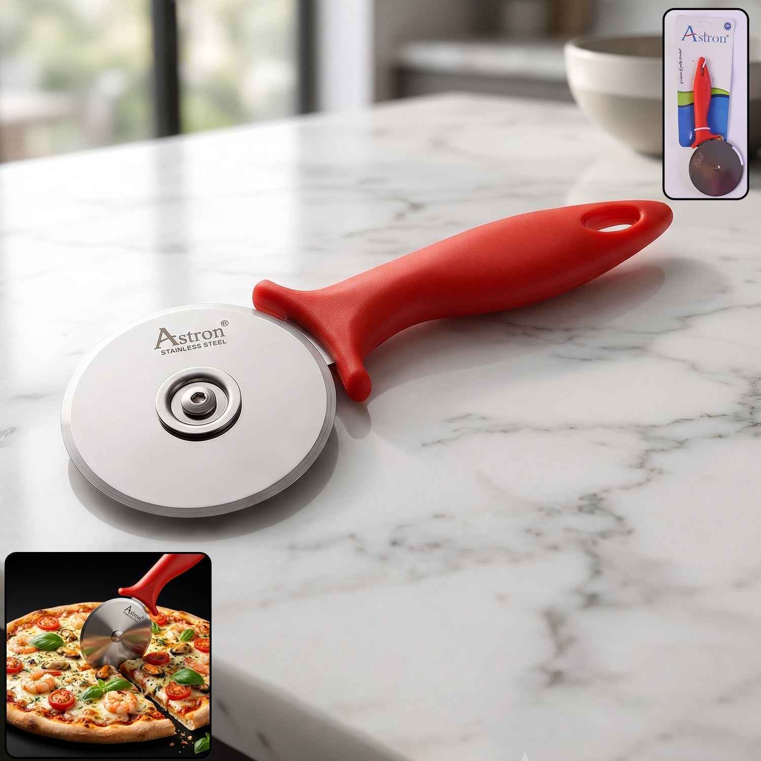 Stainless Steel Pizza Cutter Ð Sharp Slicer with Comfortable Handle