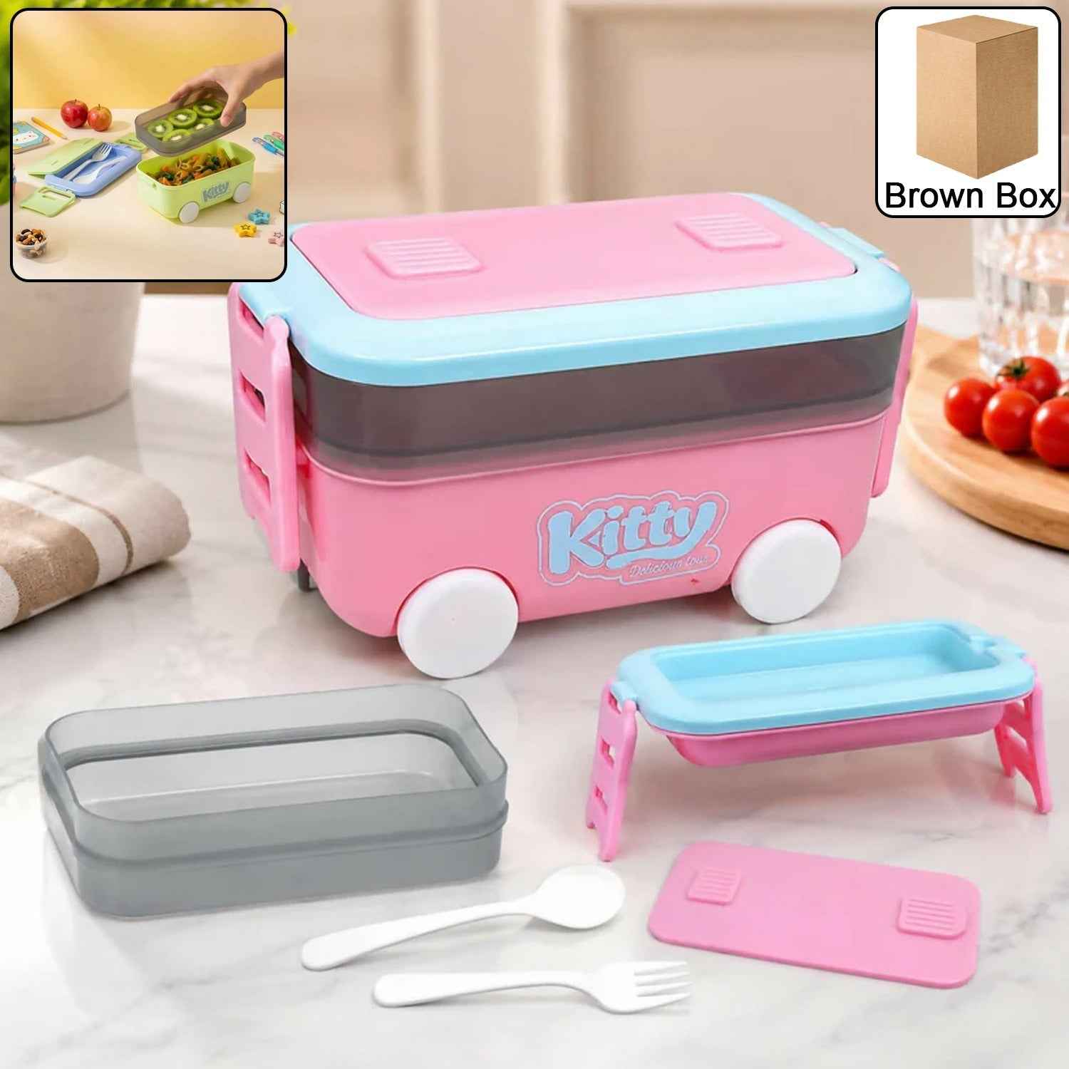 Kids Car Shape Lunch Box with Wheels Ð Fun and Leakproof Design