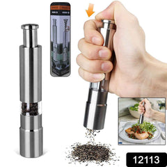 Thumb Press Grinder – Steel Salt & Pepper Mill | ProChef Gadgets
