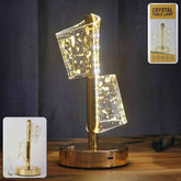Golden Crystal LED Double Shade Table Lamp – Elegant USB Charging Light